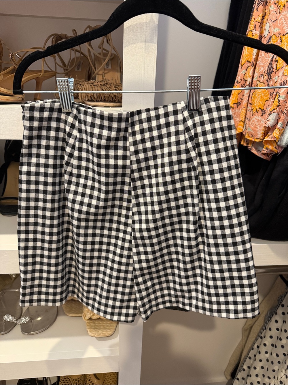 Zara Black & White Gingham Tie-Detail Mini Skort - Picture 4 of 4